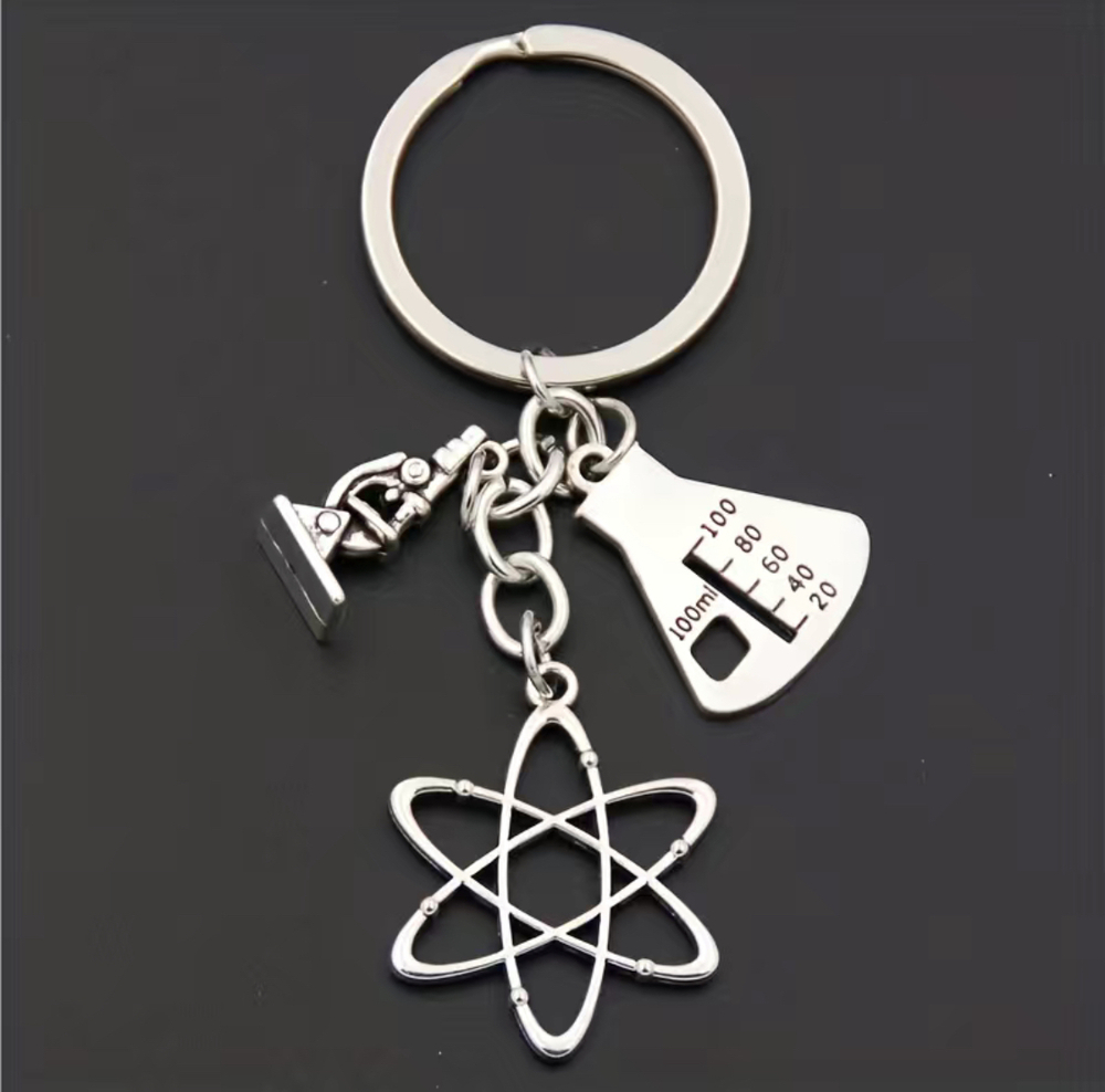 3/$25 Chemistry Science Lab Stainless Steel Keychain NEW
